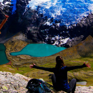 Rainbow Mountain and Ausangate Trek 5 Days hikers at Vinicunca Pass