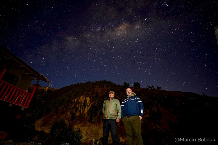 Photographer capturing the Milky Way during a Peru night photography expedition in the Sacred Valley beneath the clear Andean sky.